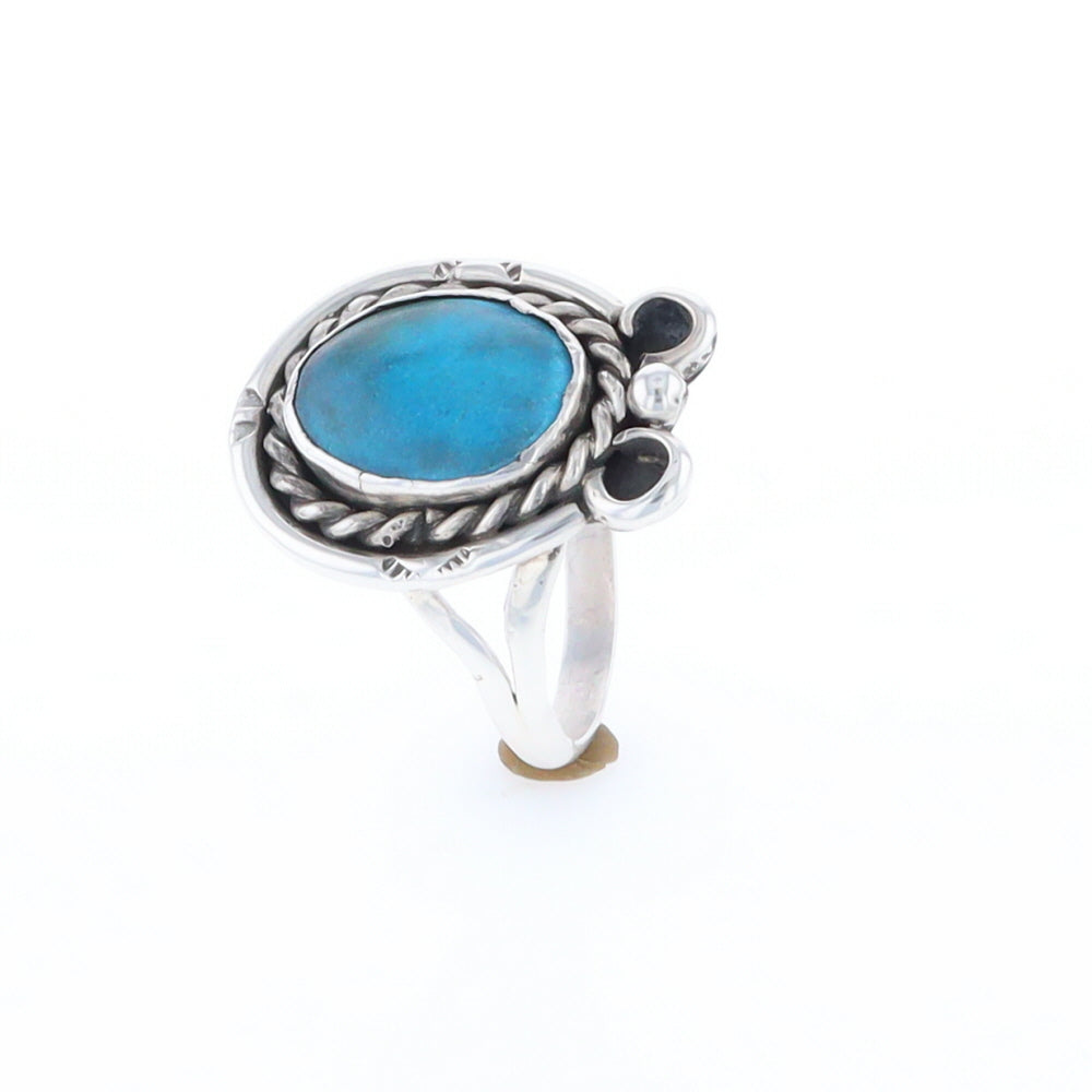 Native Turquoise Rope Design Ring