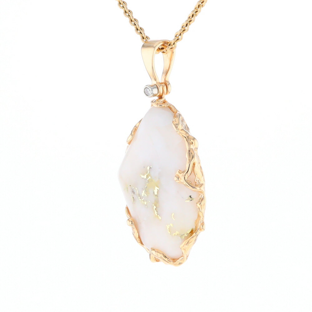 Gold Quartz Freeform Pendant