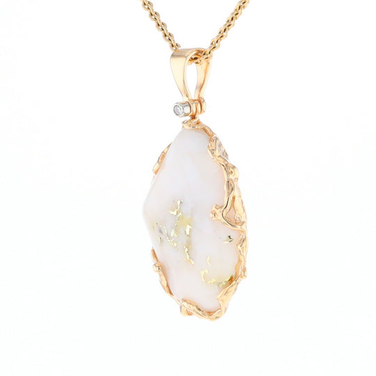 Gold Quartz Freeform Pendant