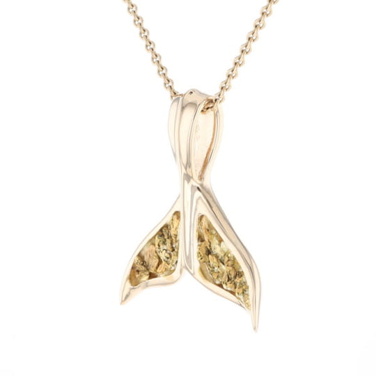 Whale Tail Natural Gold Nuggets Inlaid Pendant XL