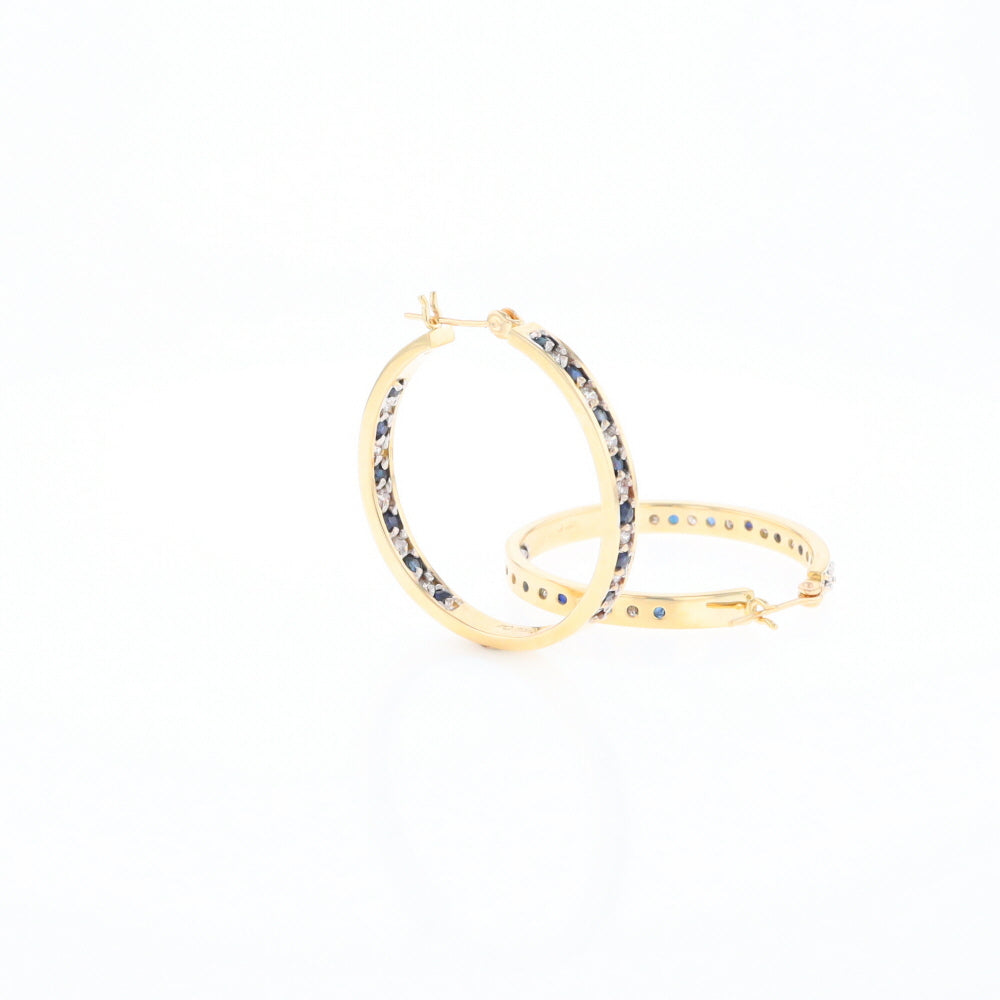 Sapphire & Diamond Hoop Earrings