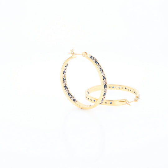 Sapphire & Diamond Hoop Earrings