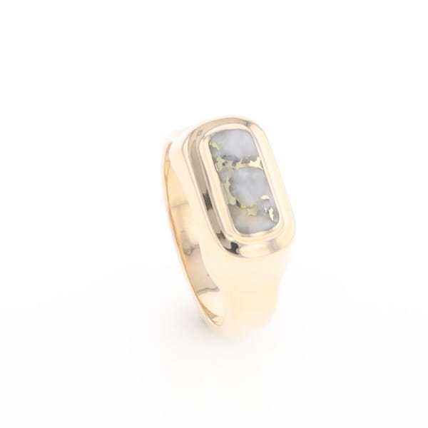 Gold Quartz Ring Oval Inlaid Design - G2