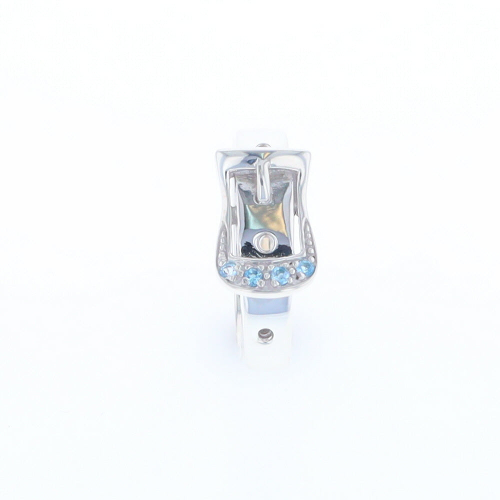 Silver Blue Topaz Belt Ring