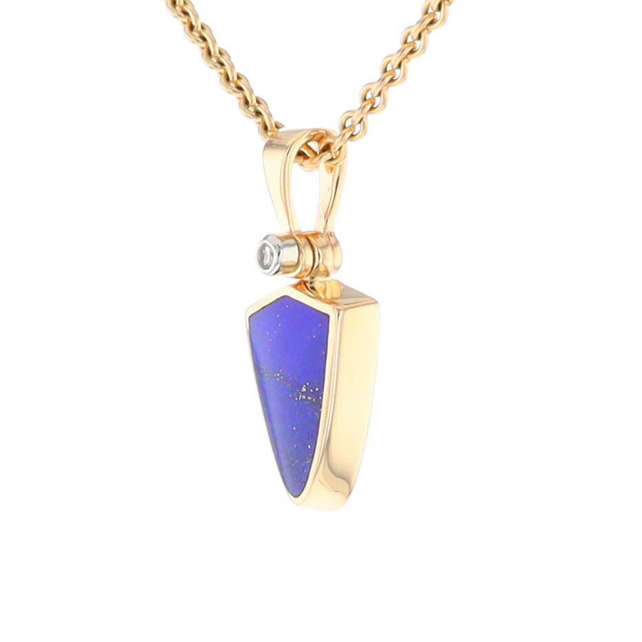 Lapis Shield Shaped Inlaid Pendant