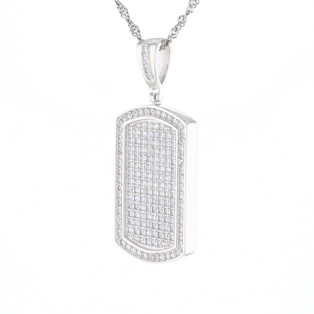 Cubic Zirconia Dog Tag Pendant