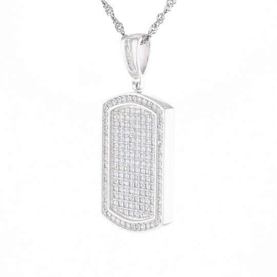 Cubic Zirconia Dog Tag Pendant