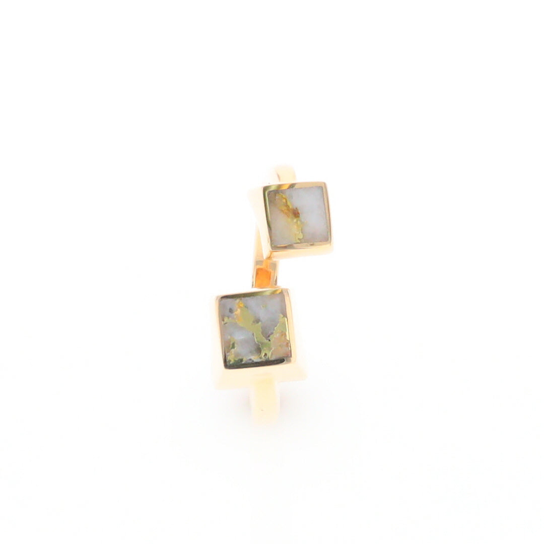 Gold Quartz Ring Wrap Double Square Inlaid Design