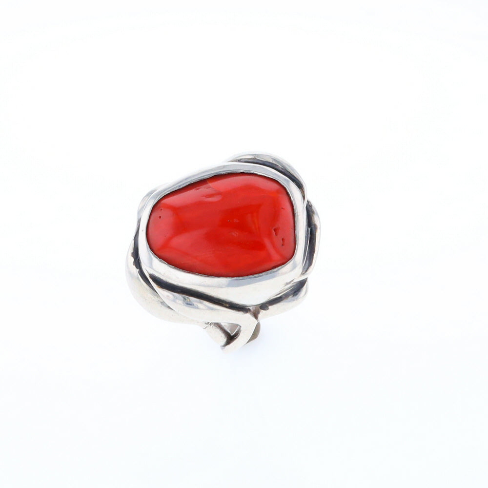 Native Oval Coral Free Form Ring