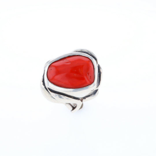 Native Oval Coral Free Form Ring