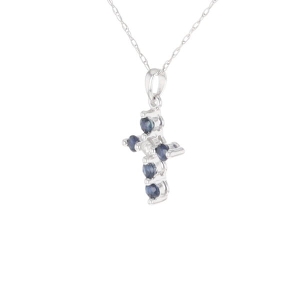 Small Blue Sapphire Cross Pendant
