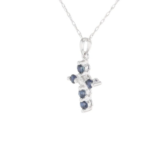 Small Blue Sapphire Cross Pendant