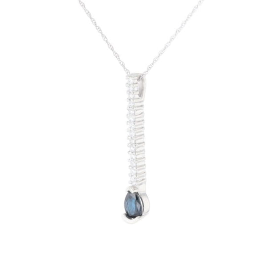 Pear Blue Sapphire Drop Pendant