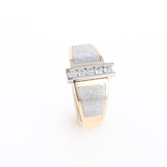 Meteorite Ring Double Sided Inlaid Design with .23ctw Diamonds