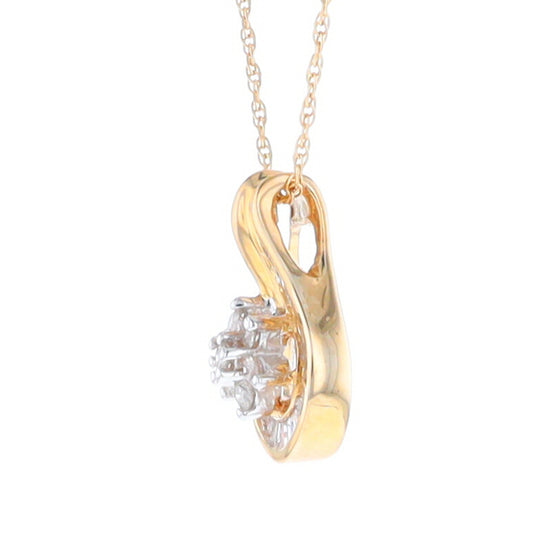 Gold Slide and Flower Diamond Pendant