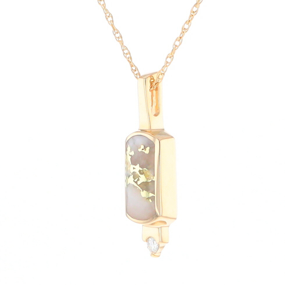 Gold Quartz Pendant with 0.04ctw Diamond Accent