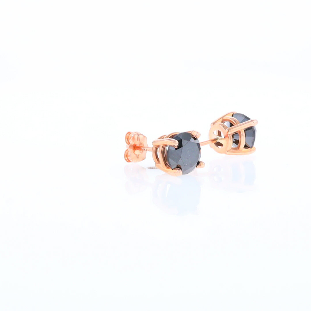 3.21ctw Black Diamond Stud Earrings