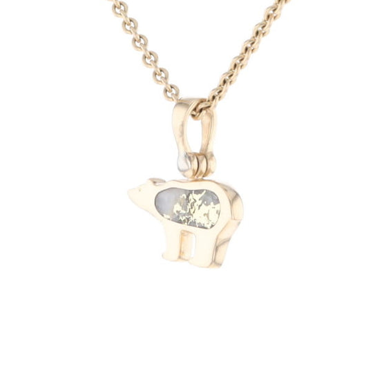 Gold Quartz Inlaid Polar Bear Pendant