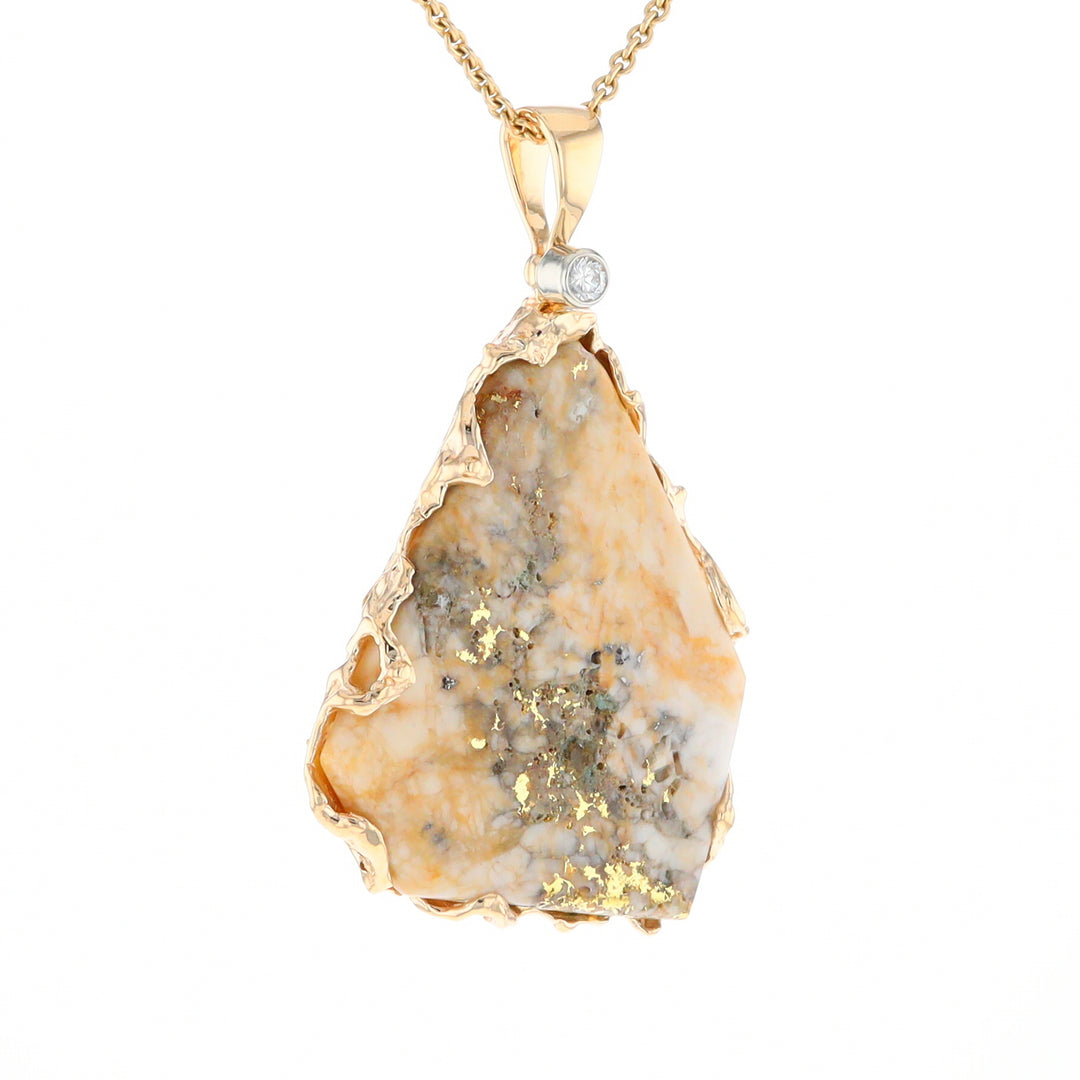 Gold Quartz Freeform Pendant (G3)