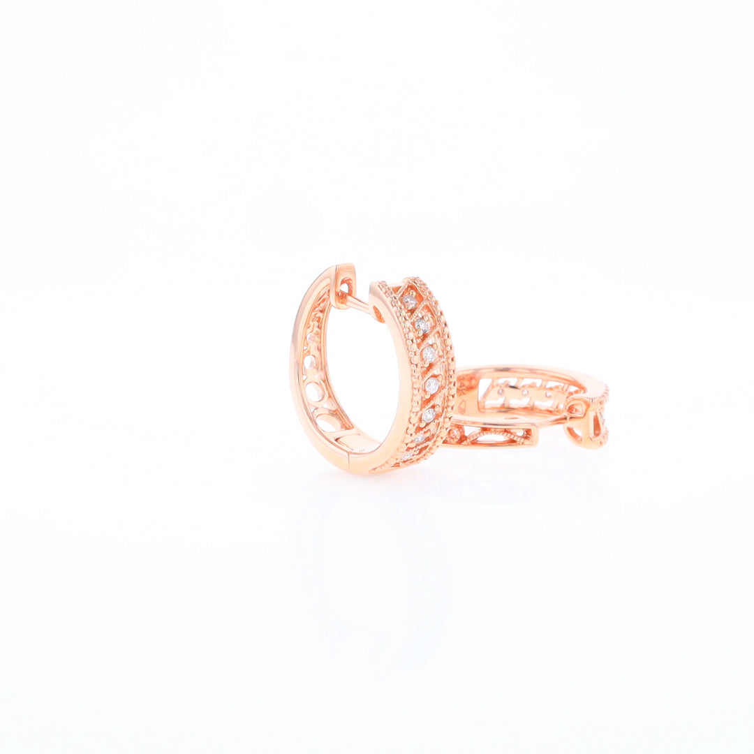 Rose Gold Diamond Hoop Earrings