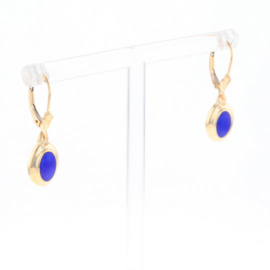 Oval Lapis Inlaid Earrings