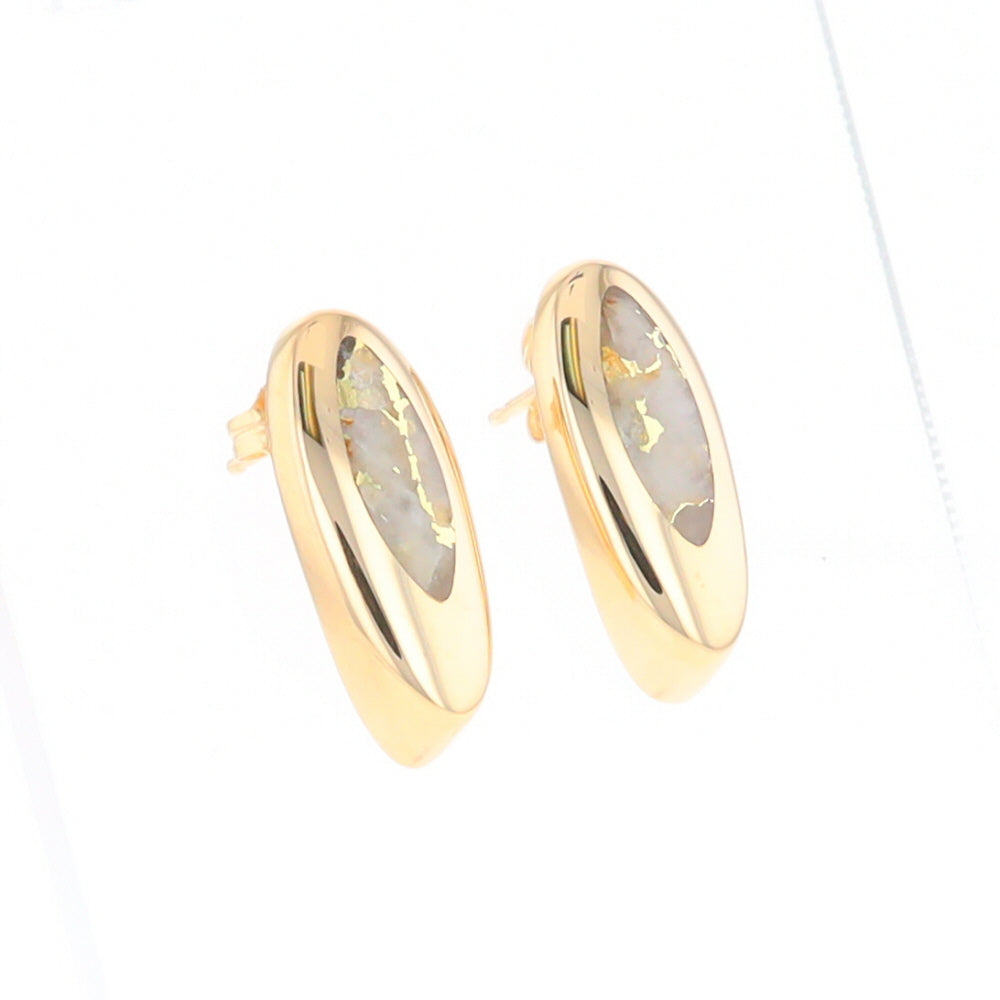 Oval Gold Quartz Inlaid Earrings - G2