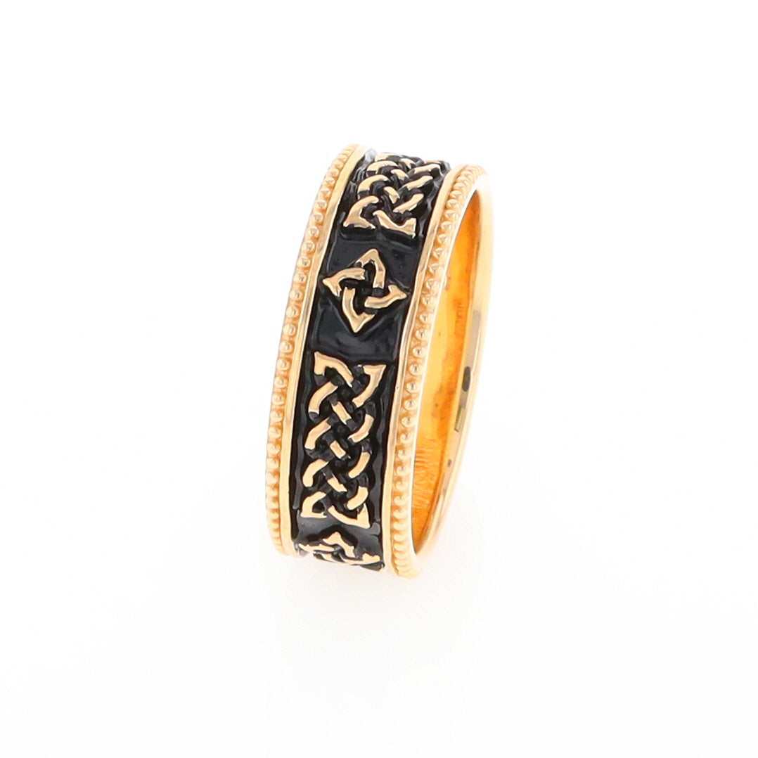 Celtic Knot Black and Gold Wedding Band