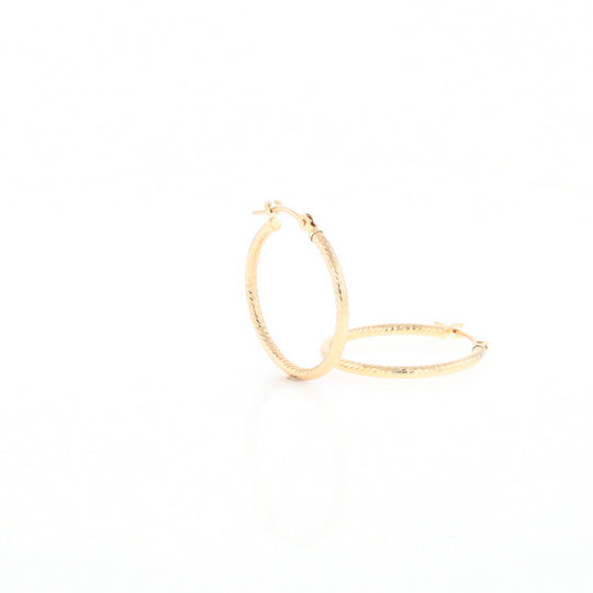 Gold Ribbed Hoop Earrings