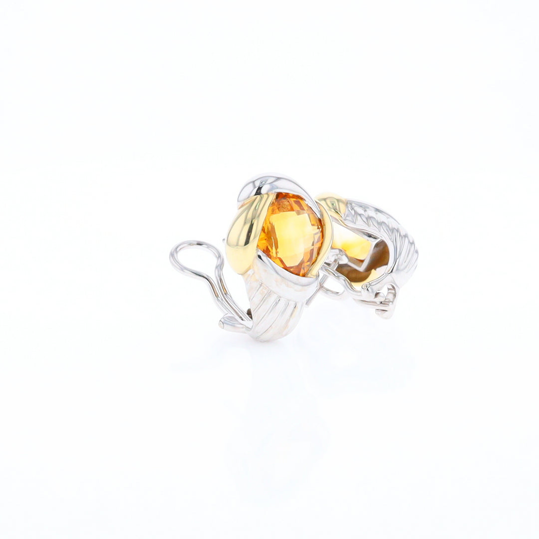 Two-Tone Checkerboard Citrine Earrings