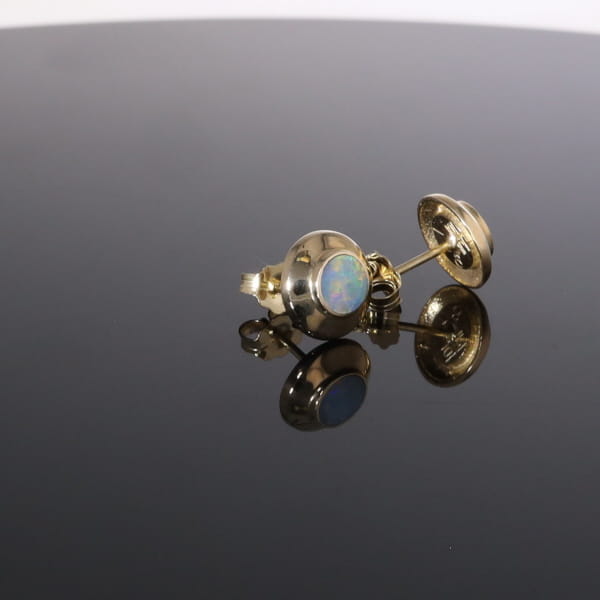 Opal Earrings Round Inlaid Design Studs