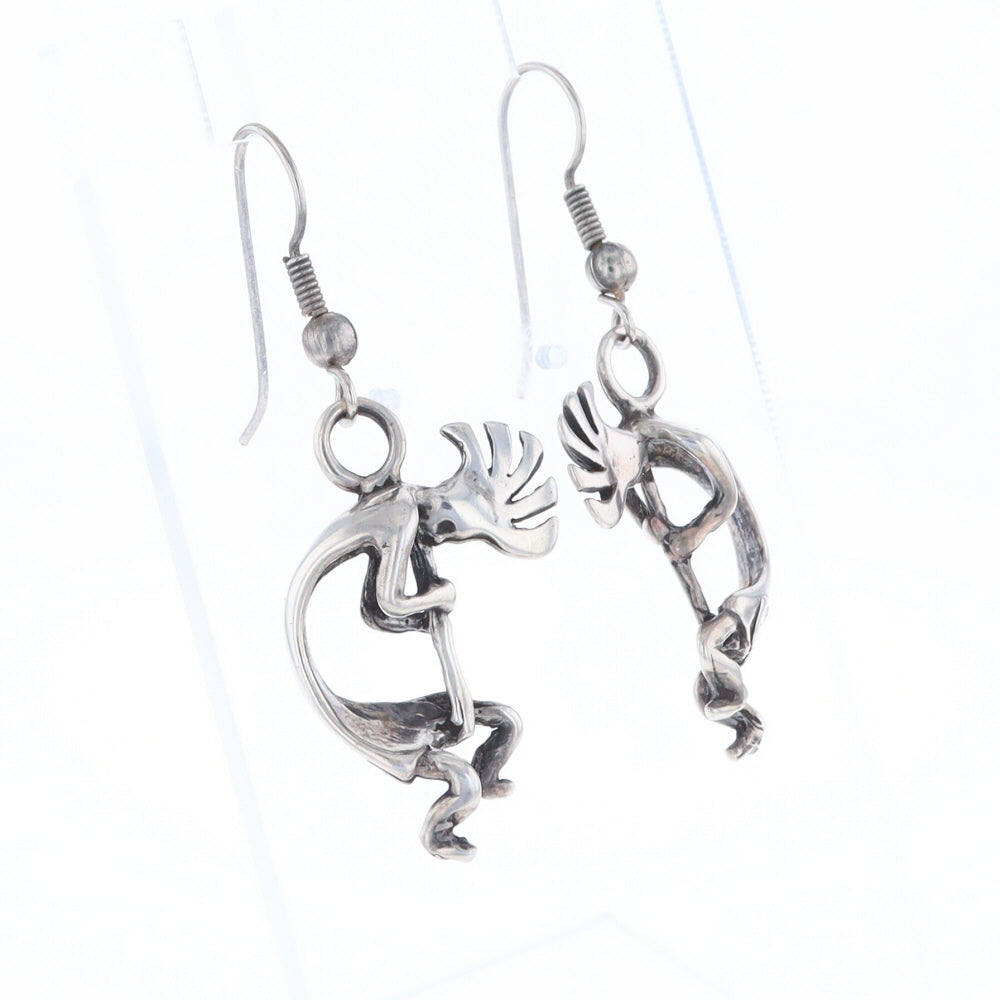 Silver Kokopelli Dangle Earrings