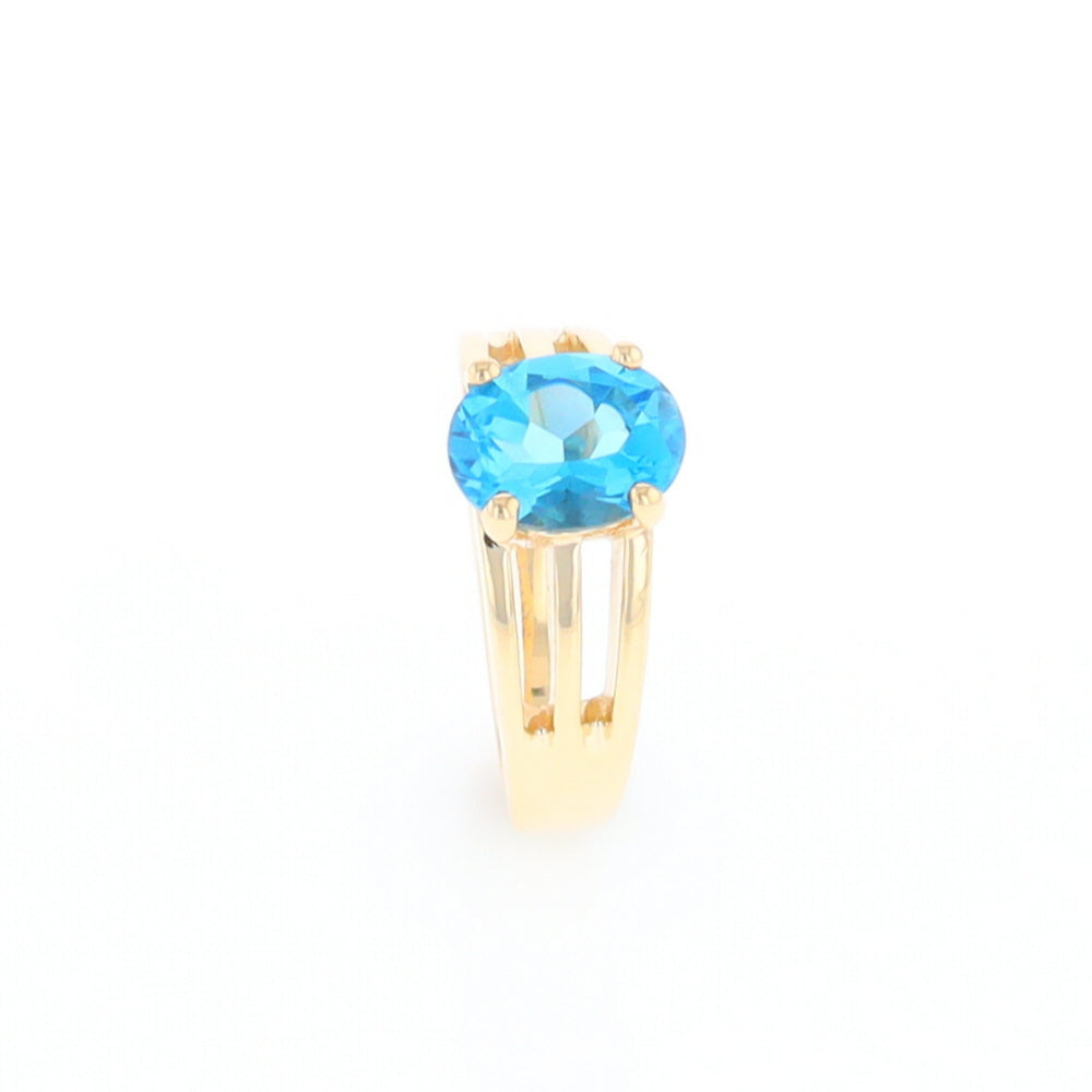 Split Shank Oval Blue Topaz Ring