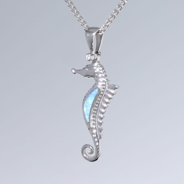 Opal Pendant Inlaid Realistic Sea Horse Design