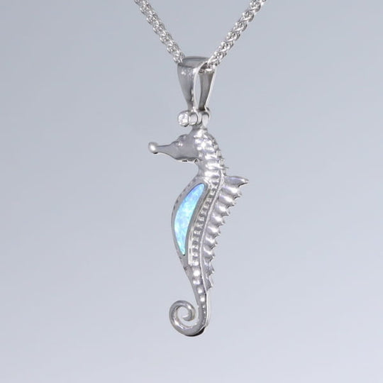 Opal Pendant Inlaid Realistic Sea Horse Design