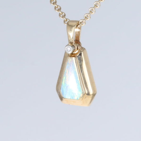 Opal Triangle Inlay with .02ctw Diamond Pendant