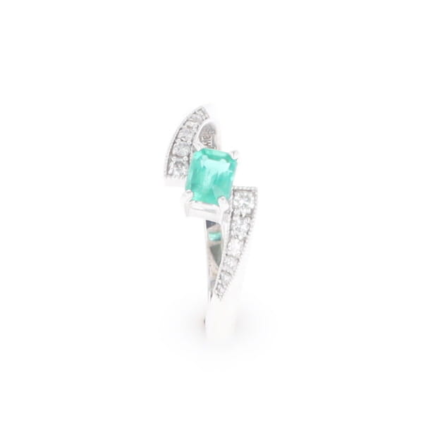 Emerald Twist Ring with Diamond Accents