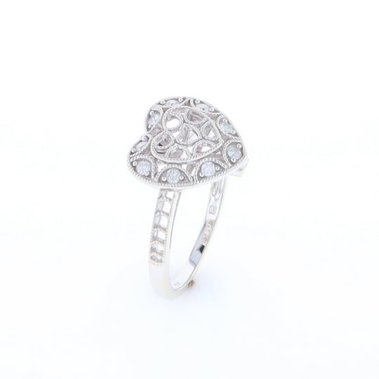 Open Heart Filigree Ring