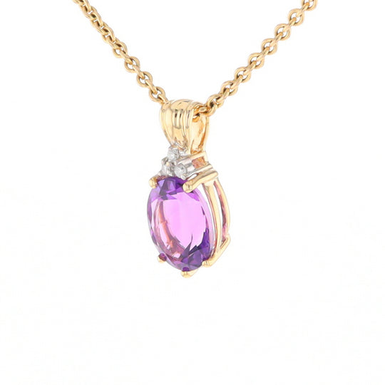 Oval Amethyst Diamond Pendant