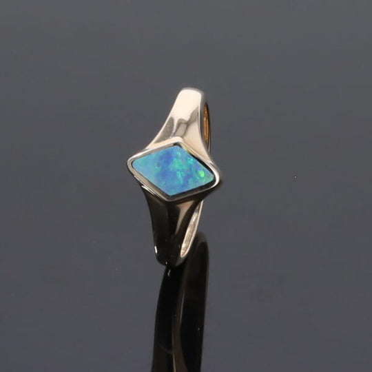 Opal Rings Diamond Shape Inlaid Design