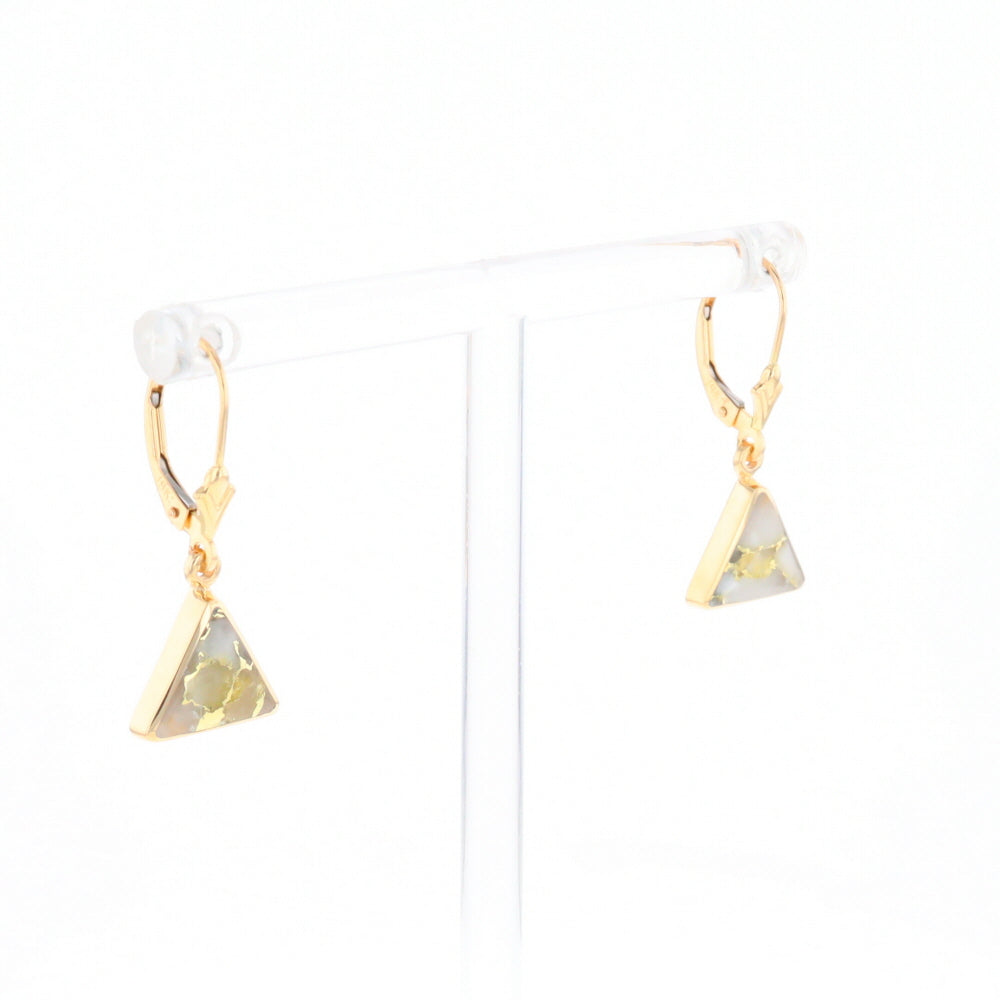 Gold Quartz Triangle Inlaid Earrings - G2