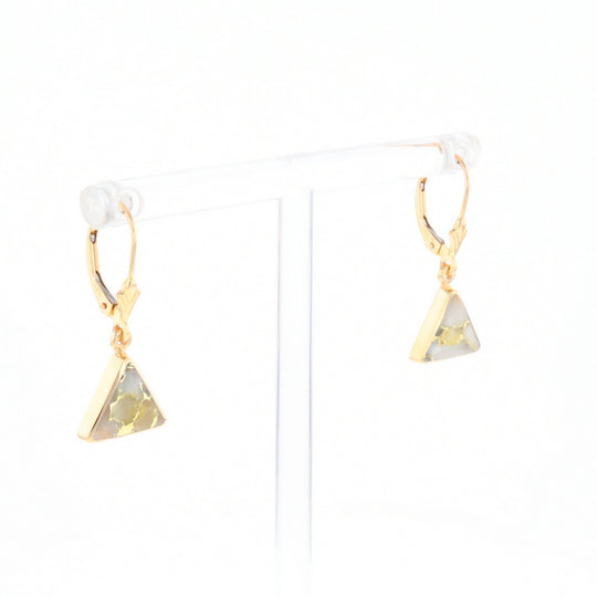 Gold Quartz Triangle Inlaid Earrings - G2