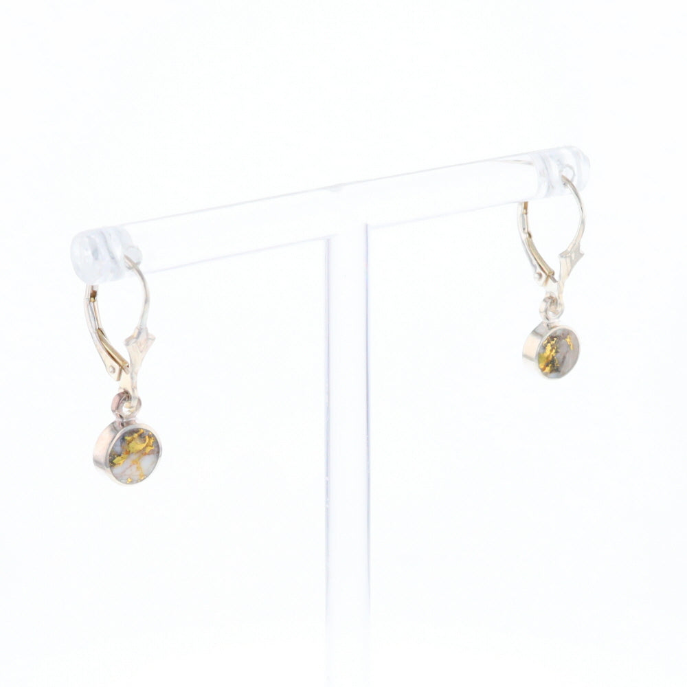 Gold Quartz Inlaid Round Bezel Earrings