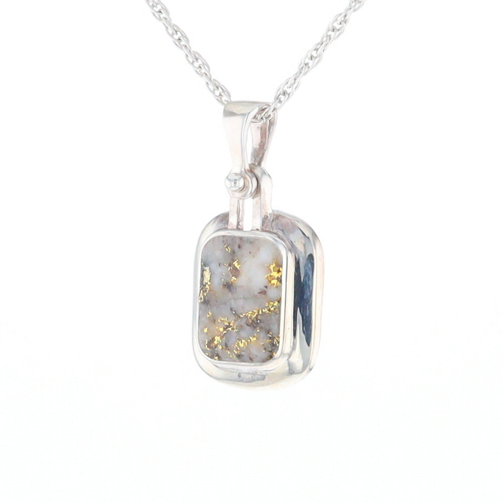 Gold Quartz Rounded Rectangle Pendant