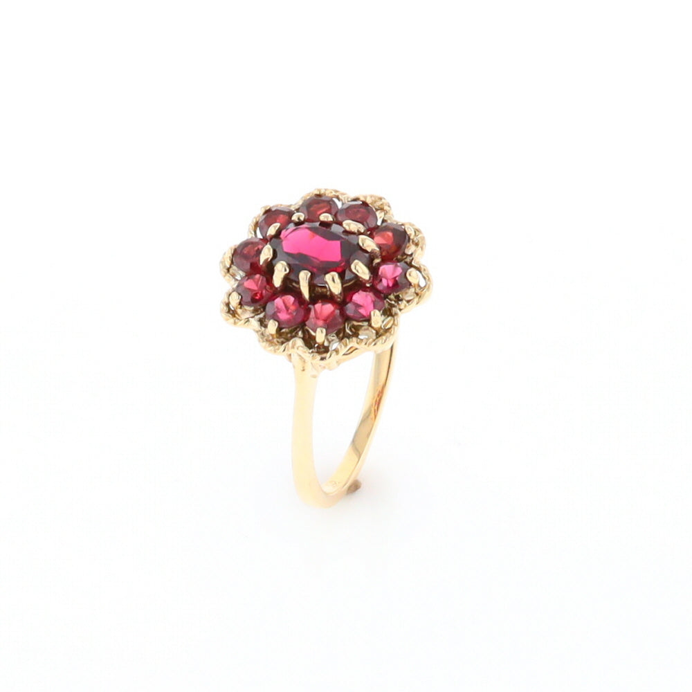 Floral Cluster Garnet Ring