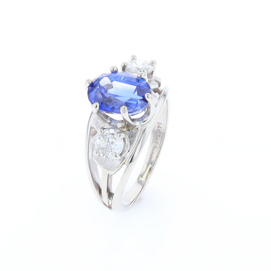 Oval Sapphire Ring with Diamond Side Accents