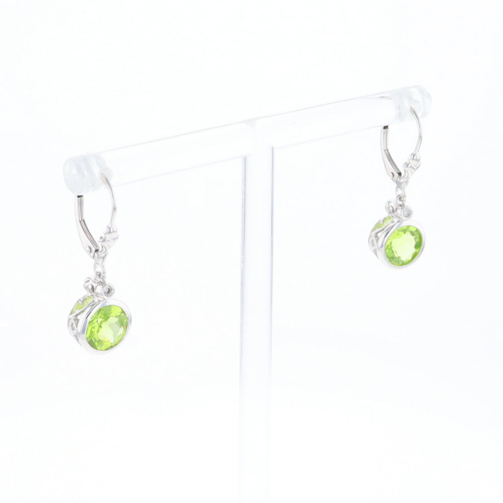 Peridot Dangle Earrings with Diamond Accents