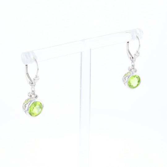 Peridot Dangle Earrings with Diamond Accents