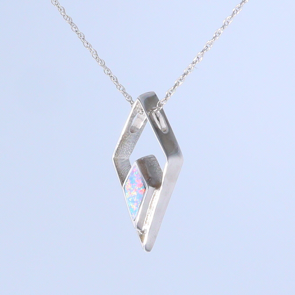 Opal Pendant Diamond Inlaid Design