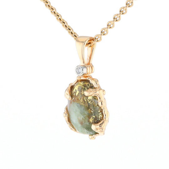 Serpentine & Gold Quartz Freeform Pendant