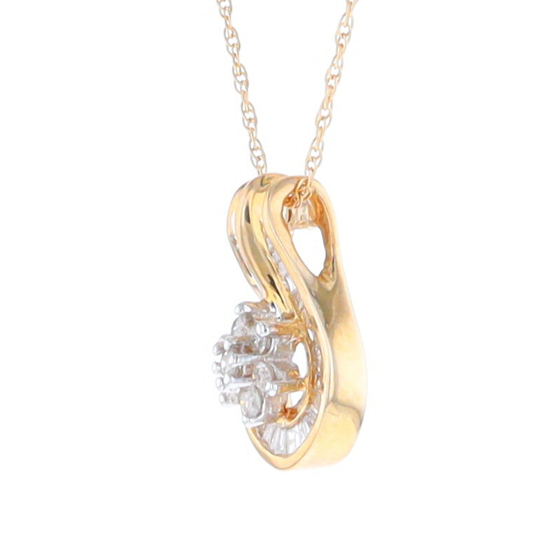 Gold Slide and Flower Diamond Pendant